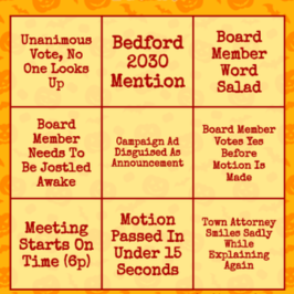 Bedford Town Board Meeting Bingo — The Bedford Bee